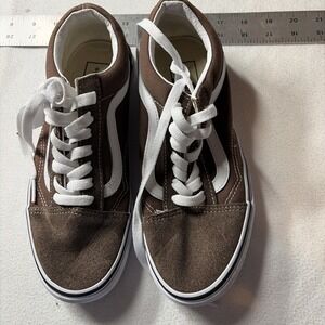 Womens Old Skool Tan And Brown Vans. Size M 5.5 W 7 Excellent Condition